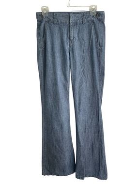 Madewell Washed Blue Wideleg Chambray Pants Size 26 preppy cotton nautical